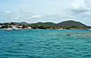 Taylor and Tannah paddling the kayak into Trellis Bay