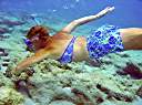 Nancy snorkeling at the Sandy Spit