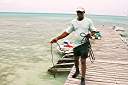Wendell Creque with a dinghy load of conch.