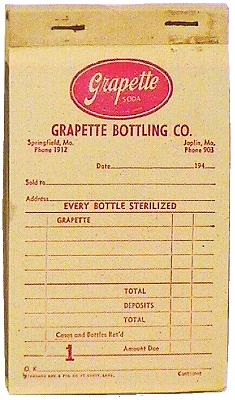 Grapette Ticket Pad
