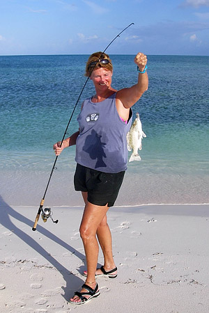 Nancy and her first fish