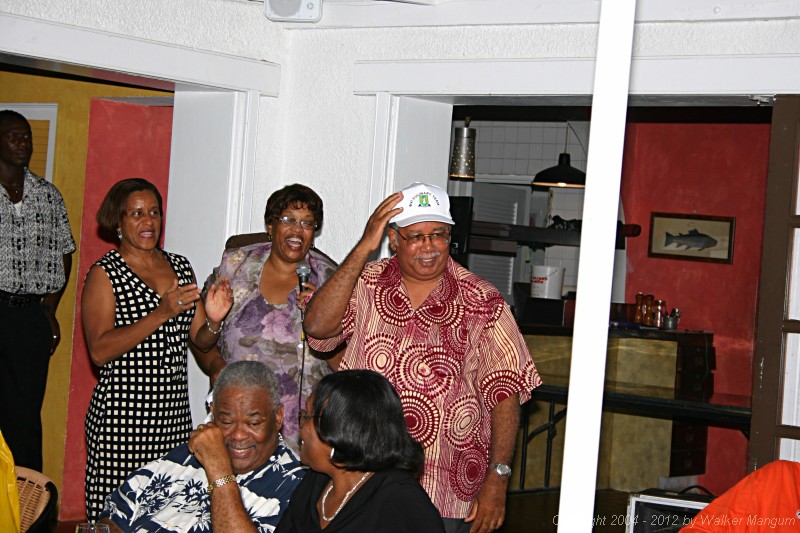 Taste of the Caribbean Competition
Fundraising / Chef's Practice Dinner
Brandywine Bay Restaurant

Former Deputy Governor Elton Georges modeling his honorary team cap..