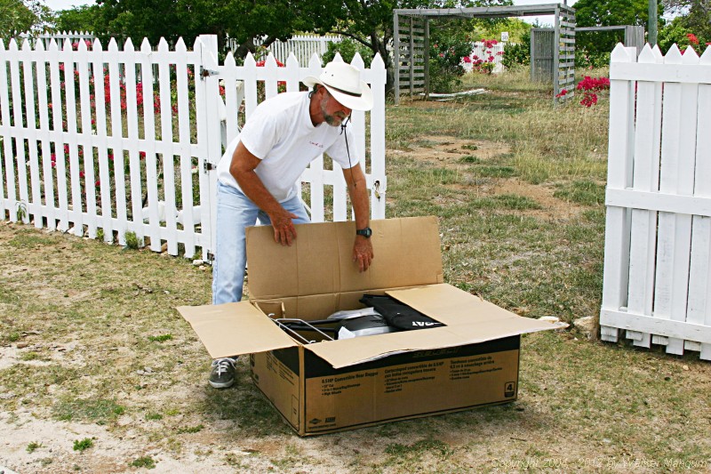Opening the box -- Walker hoping that assembly will be easy....