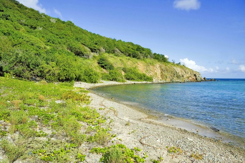 Panorama of west end of Money Bay, Norman Island.