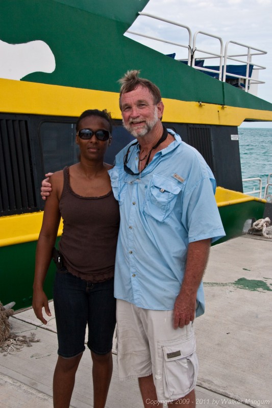 Sad day - Lala and Walker saying goodbye at the ferry. Our niece (Lauren) is moving from Anegada to Tortola today.
