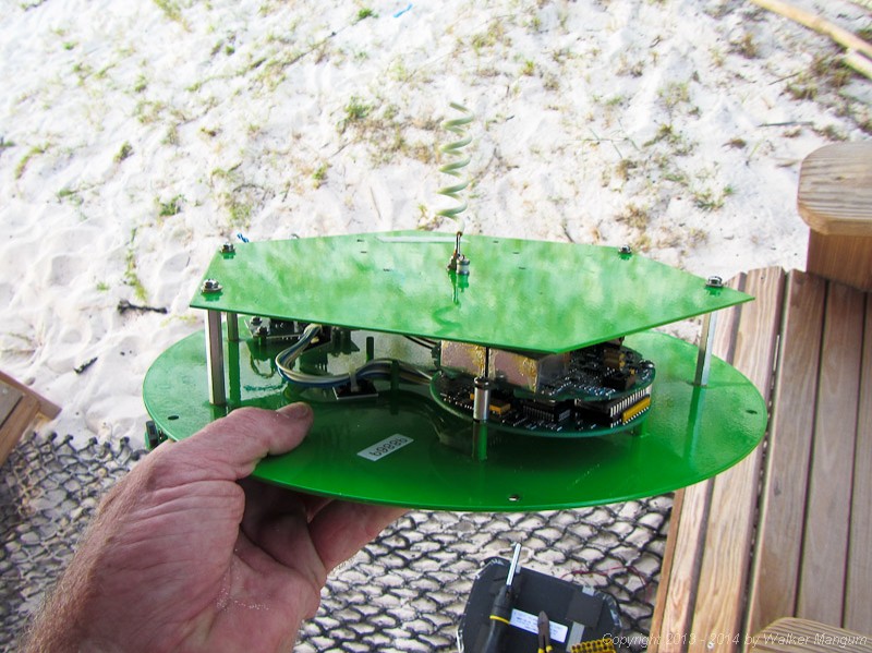 Electronics deck: A GPS and an Iridium satellite communications transceiver.