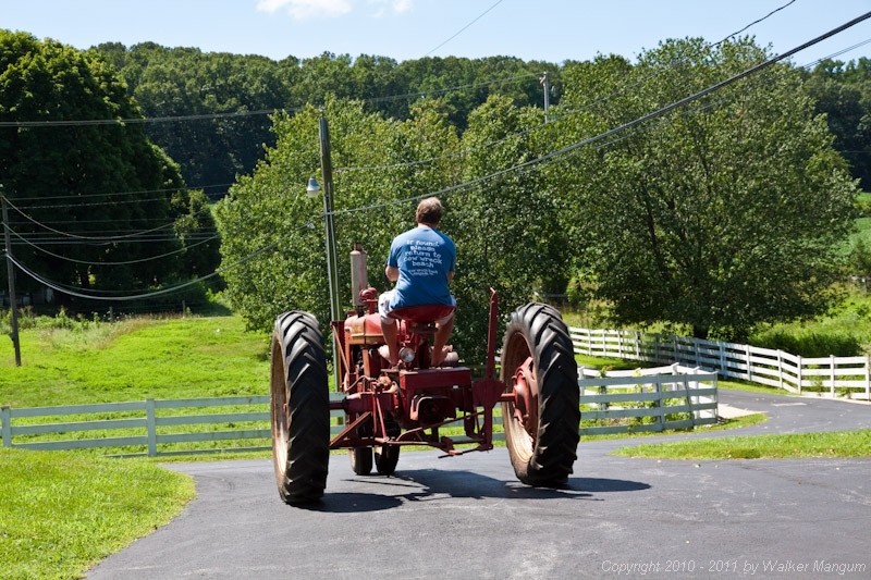 Taking the Farmall for a spin. The last time I drove a Farmall H was in 1960 - plowing my grandfather's soybean field.