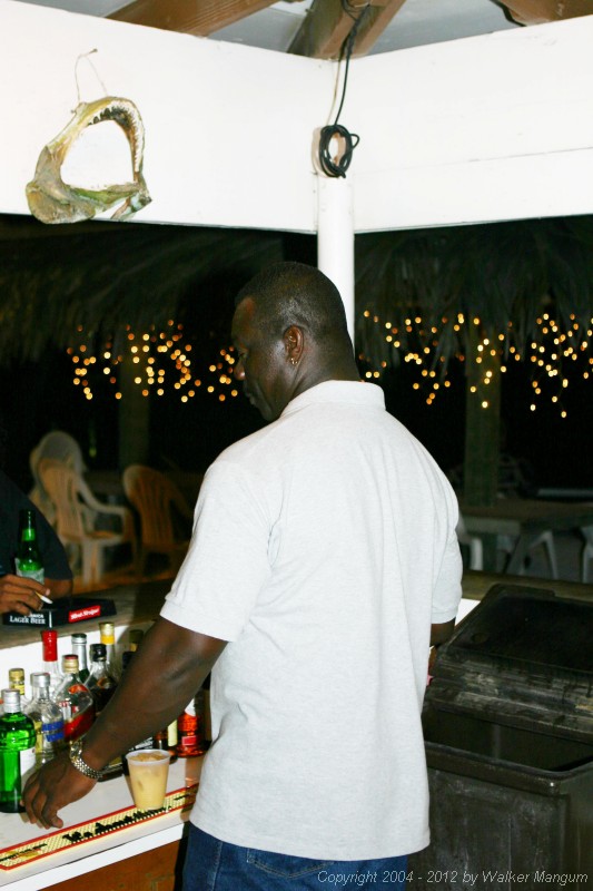 Sydney, our world's favorite bartender, at the Anegada Reef Hotel.