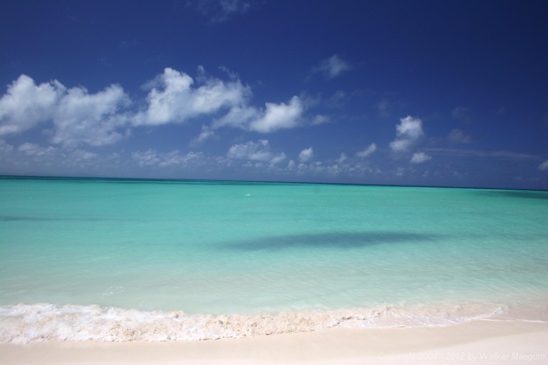 Panorama from beach at West End, Anegada. View looking southwest.