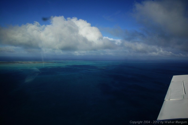 Leaving Anegada -- looking over east end of Anegada. Horseshoe Reef extends to the right. The 