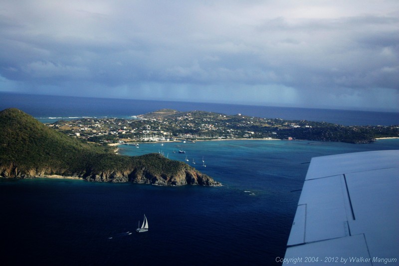 View of Spanish Town, Virgin Gorda. Colison Point in foreground.