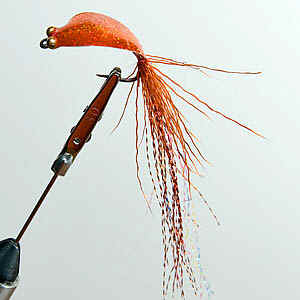 Orange sparkle, deer hair and copper flash